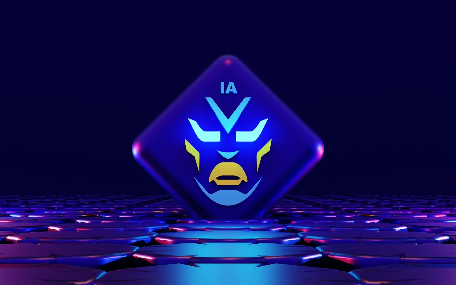 a stylized image of a blue and yellow face